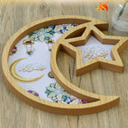 2025 Ramadan Decorations for Home - Elegant Islamic Ramadan Tray with Moon & Star Design, Wooden Serving Tray for Party Decorations, Ramadan Gift House Of Avana
