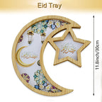 2025 Ramadan Decorations for Home - Elegant Islamic Ramadan Tray with Moon & Star Design, Wooden Serving Tray for Party Decorations, Ramadan Gift House Of Avana