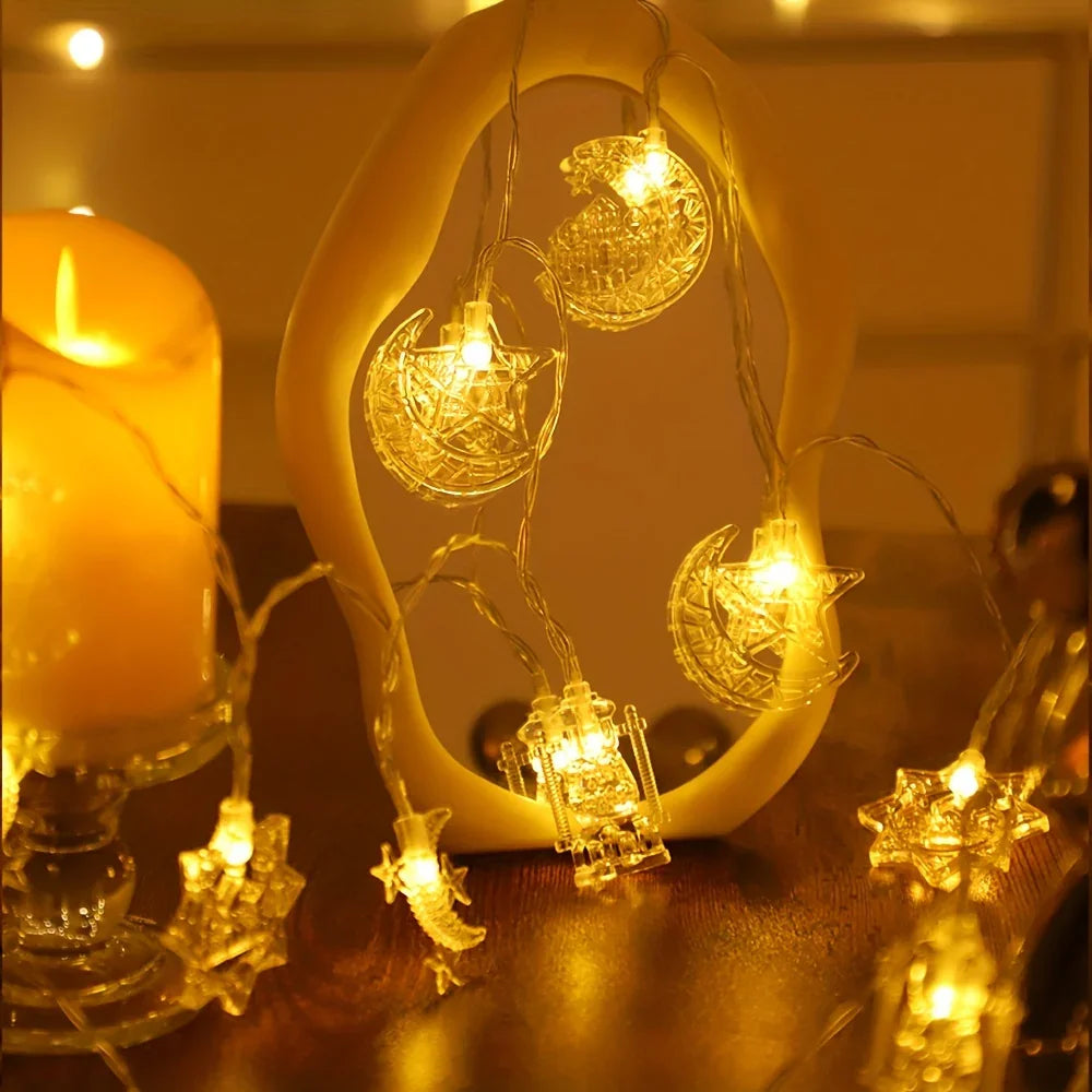 1pc Ramadhan Moon Star Castle Kerosene Lamp String, Ramadhan Home Decorations, Happy Eid, ramadan mubarak, 149.96/299.92cm Battery Powered Outdoor Lights, Ramadan, Bedroom, Eid, Party Supplies, Studio Lights for Photography D House Of Avana
