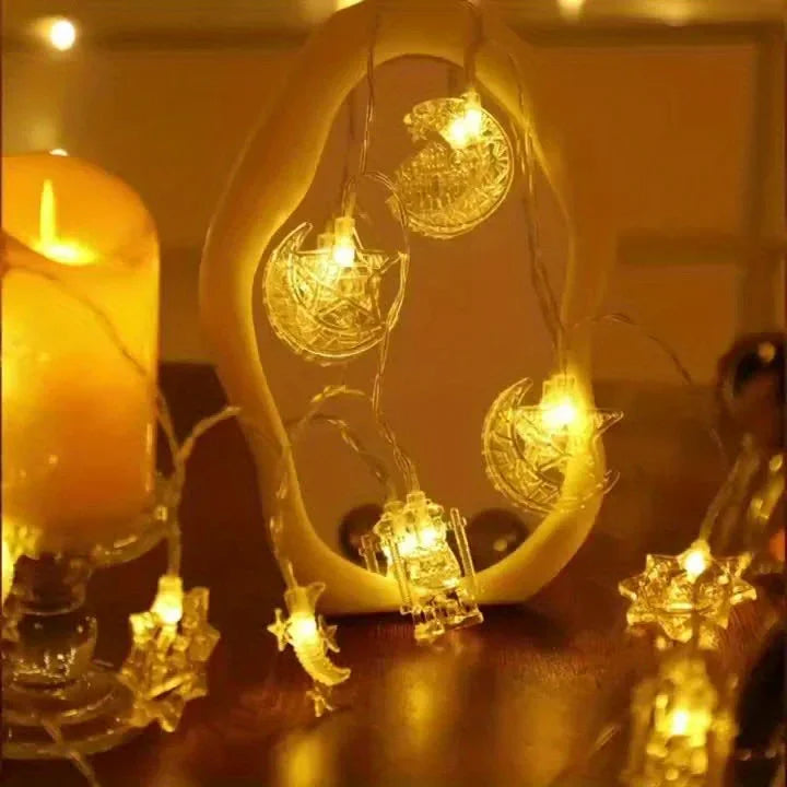 1pc Ramadhan Moon Star Castle Kerosene Lamp String, Ramadhan Home Decorations, Happy Eid, ramadan mubarak, 149.96/299.92cm Battery Powered Outdoor Lights, Ramadan, Bedroom, Eid, Party Supplies, Studio Lights for Photography D House Of Avana