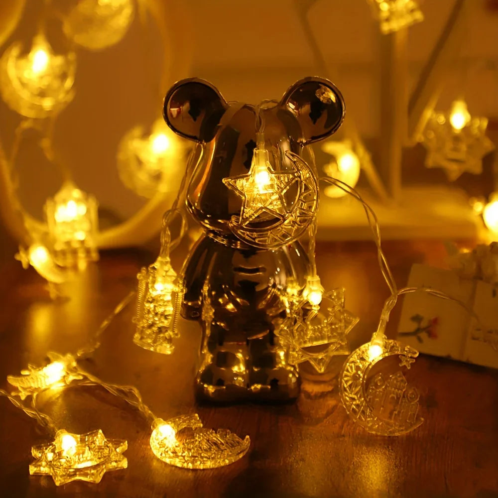 1pc Ramadhan Moon Star Castle Kerosene Lamp String, Ramadhan Home Decorations, Happy Eid, ramadan mubarak, 149.96/299.92cm Battery Powered Outdoor Lights, Ramadan, Bedroom, Eid, Party Supplies, Studio Lights for Photography D House Of Avana