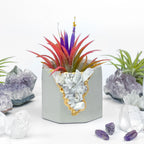 Moonstone Geode Planter Natural Stone Indoor Decorative Pot, back view - House Of Avana