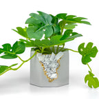 Moonstone Geode Planter Natural Stone Indoor Decorative Pot, top view - House Of Avana
