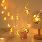 1pc Moroccan Ball LED String Lights, Metal Fairy Lighting for Indoor Decor, Battery Powered, No Plug, Ideal for Wedding, Birthday, Christmas, Halloween, Ramadan, Eid Al-Fitr, Home & Room Decoration - Batteries Not Included House Of Avana