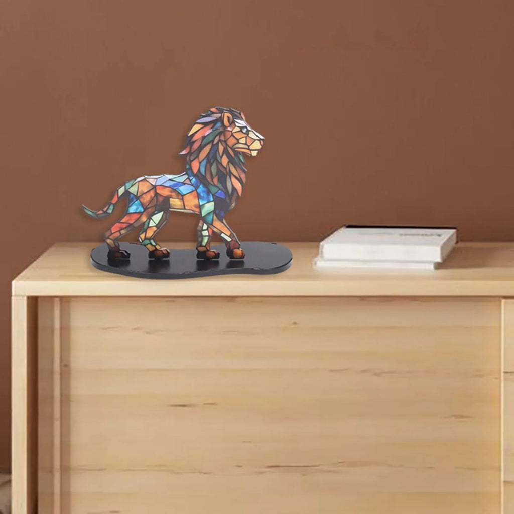Vibrant metal animal statue, mosaic details, colorful décor - House of Avana
