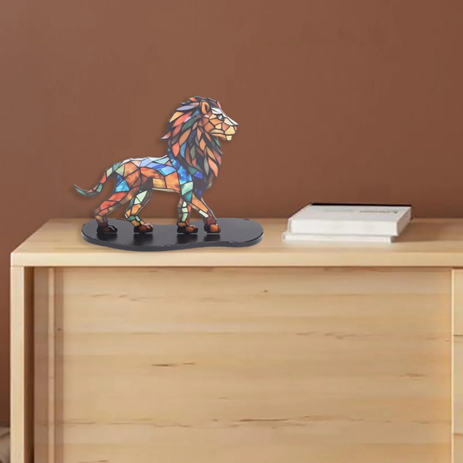 Vibrant metal animal statue, mosaic details, colorful décor - House of Avana