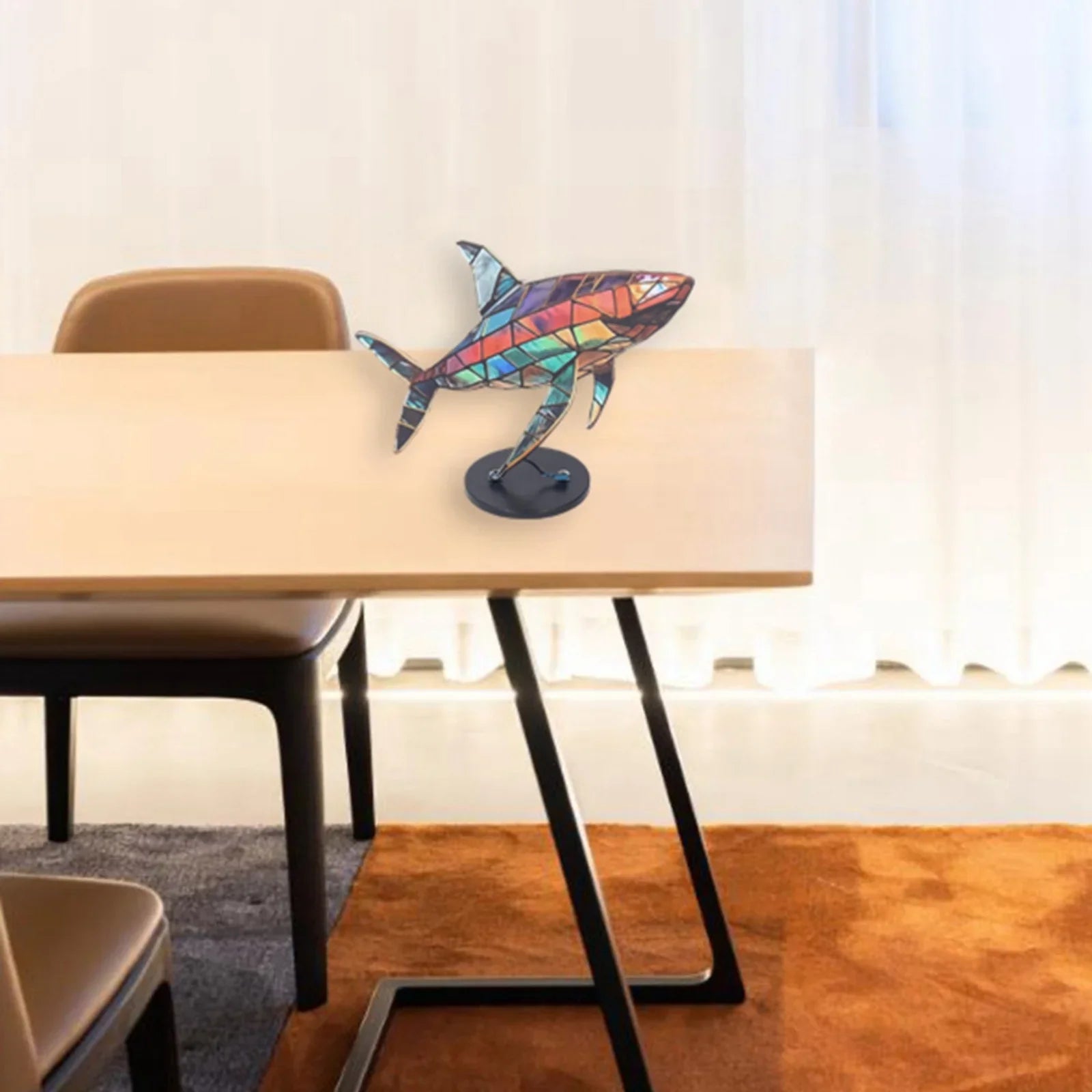 Vibrant metal animal statue, mosaic details, colorful décor - House of Avana