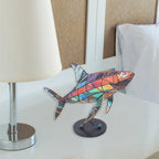 Vibrant metal animal statue, mosaic details, colorful décor - House of Avana