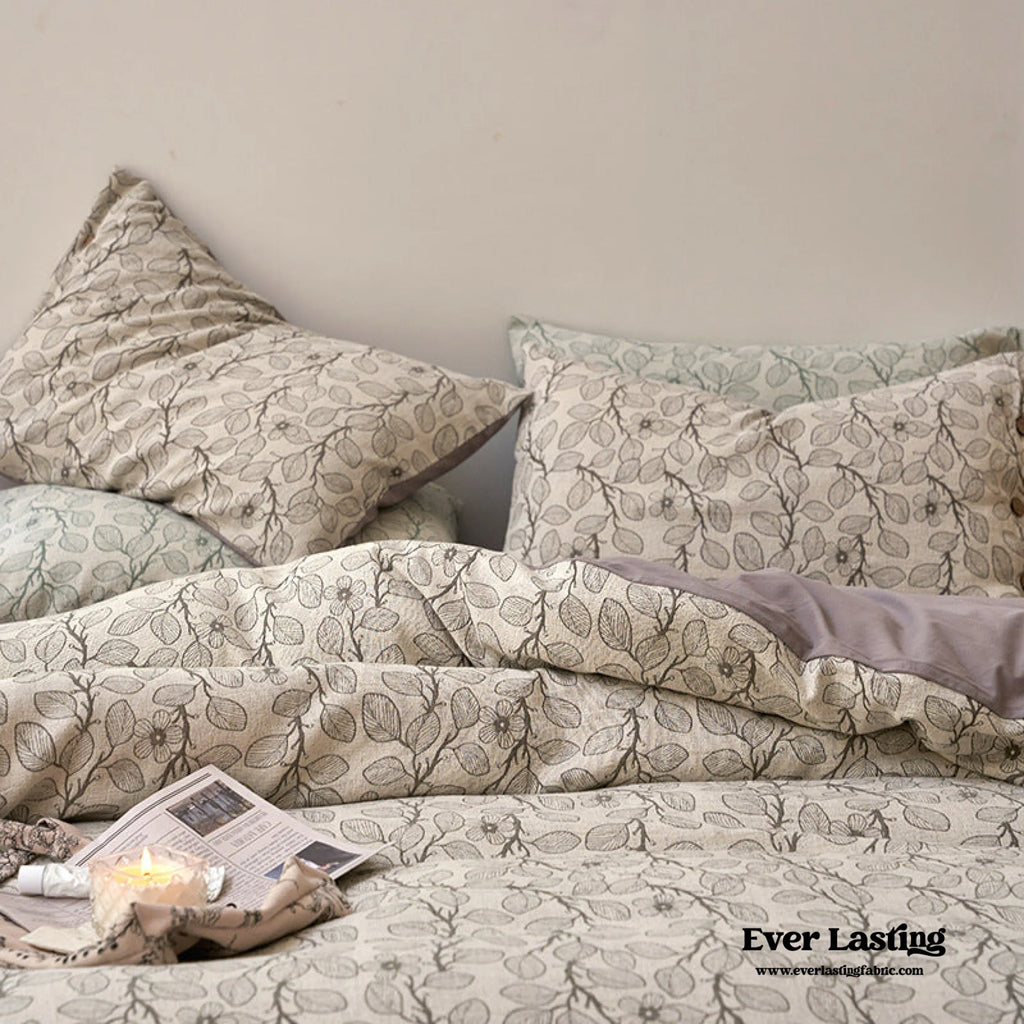 Mother Earth Floral Bedding Set / Pink Buttoned Ever Lasting