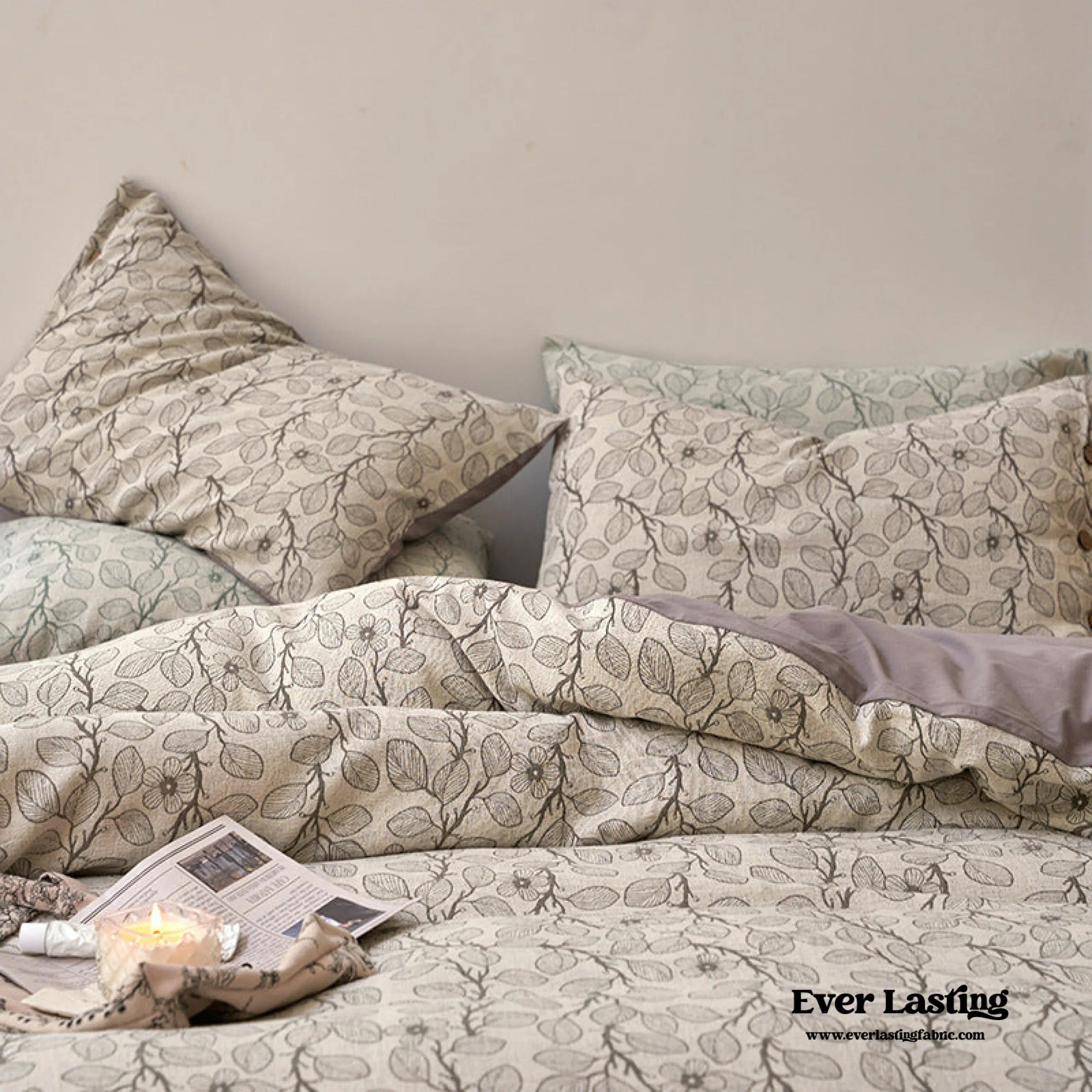 Mother Earth Floral Bedding Set / Pink Buttoned Ever Lasting