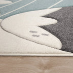 Kids Rug Cosmo for Nursery with Mountains in Pastel Blue White RugYourHome