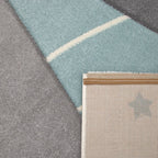 Kids Rug Cosmo for Nursery with Mountains in Pastel Blue White RugYourHome