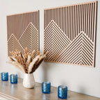 Wood Wall Art Decor Piece Mountain Landscape Panel, front view - House Of Avana