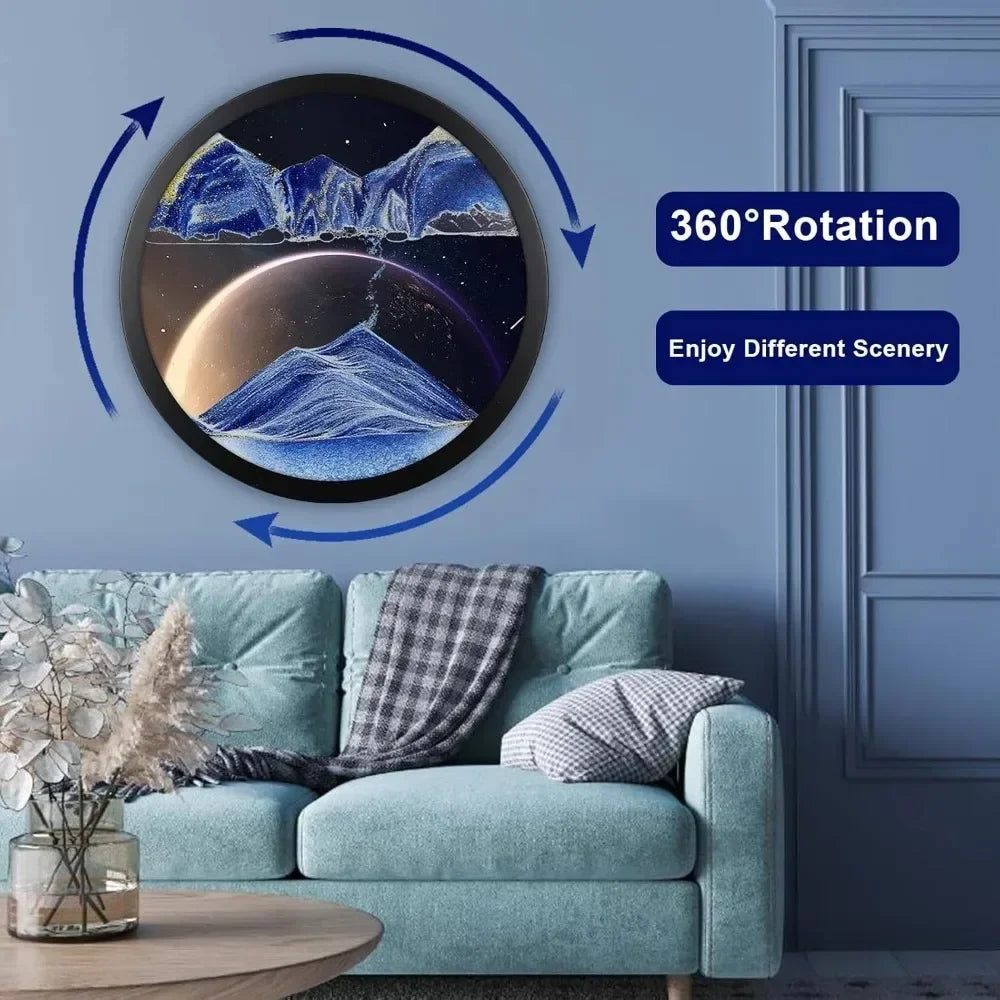 Moving Sand Art,Deep Sea Sandscape Living Room Decoration, Glass Crafts Solid Wood Frame, Office Work Wall Art Decor,Sand Art - House Of Avana