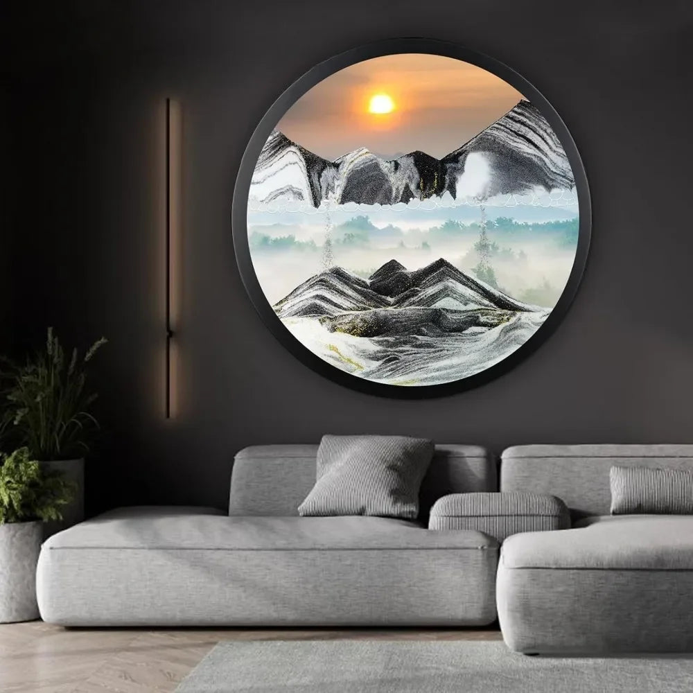 Moving Sand Art,Deep Sea Sandscape Living Room Decoration, Glass Crafts Solid Wood Frame, Office Work Wall Art Decor,Sand Art - House Of Avana