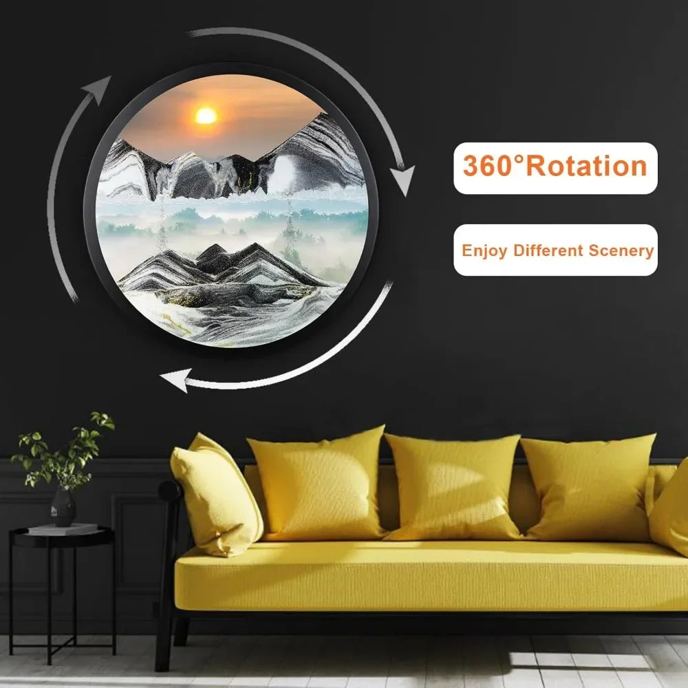 Moving Sand Art,Deep Sea Sandscape Living Room Decoration, Glass Crafts Solid Wood Frame, Office Work Wall Art Decor,Sand Art - House Of Avana