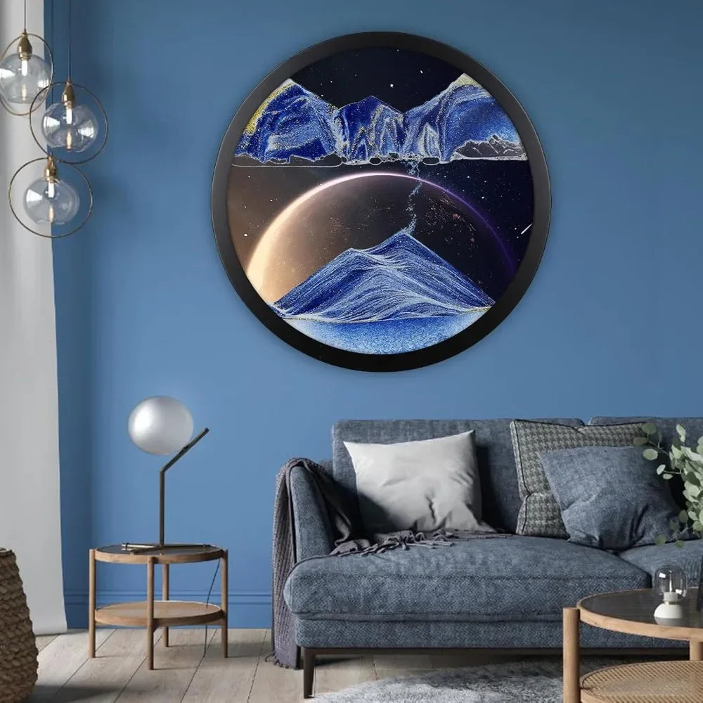 Moving Sand Art,Deep Sea Sandscape Living Room Decoration, Glass Crafts Solid Wood Frame, Office Work Wall Art Decor,Sand Art - House Of Avana
