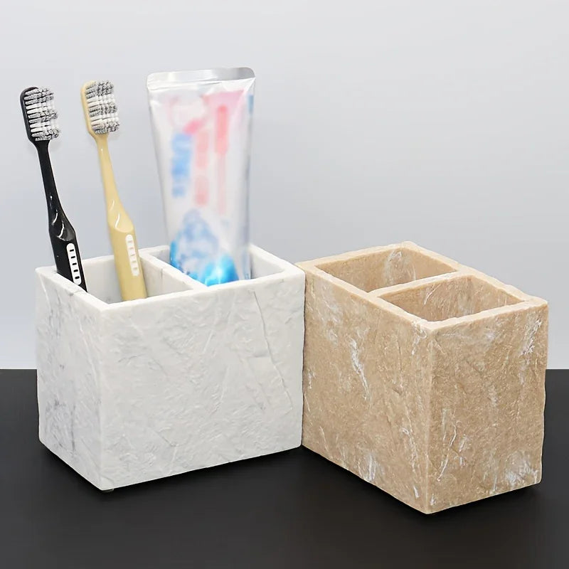 Double-Slot Toothbrush Holder, Bathroom Organizer for Toothbrush, Toothpaste, and Comb, Suitable for Hotel and Home Use, High-End Multifunctional Storage Rack for Sample Room Decor House Of Avana