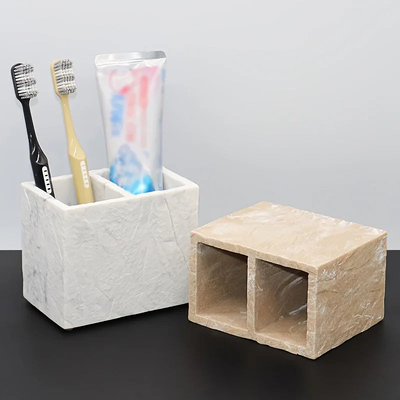 Double-Slot Toothbrush Holder, Bathroom Organizer for Toothbrush, Toothpaste, and Comb, Suitable for Hotel and Home Use, High-End Multifunctional Storage Rack for Sample Room Decor House Of Avana