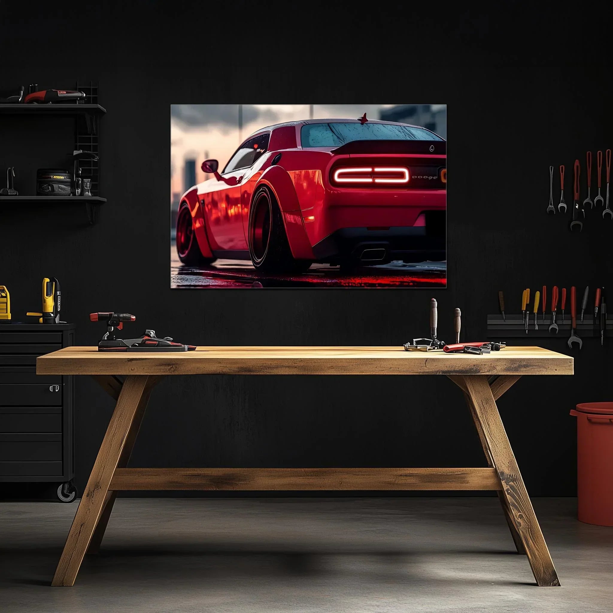 Muscle Car Neon Wall Art - UV Printed LED Plexiglass Sign for Garage, Man Cave & Racing Fans - Adjustable Light and Free Shipping Peony Atelier
