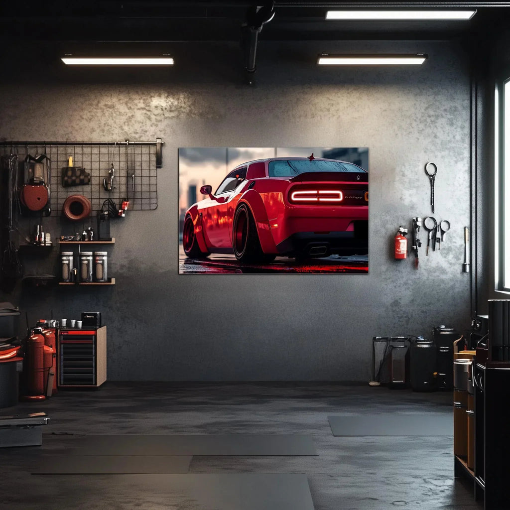 Muscle Car Neon Wall Art - UV Printed LED Plexiglass Sign for Garage, Man Cave & Racing Fans - Adjustable Light and Free Shipping Peony Atelier