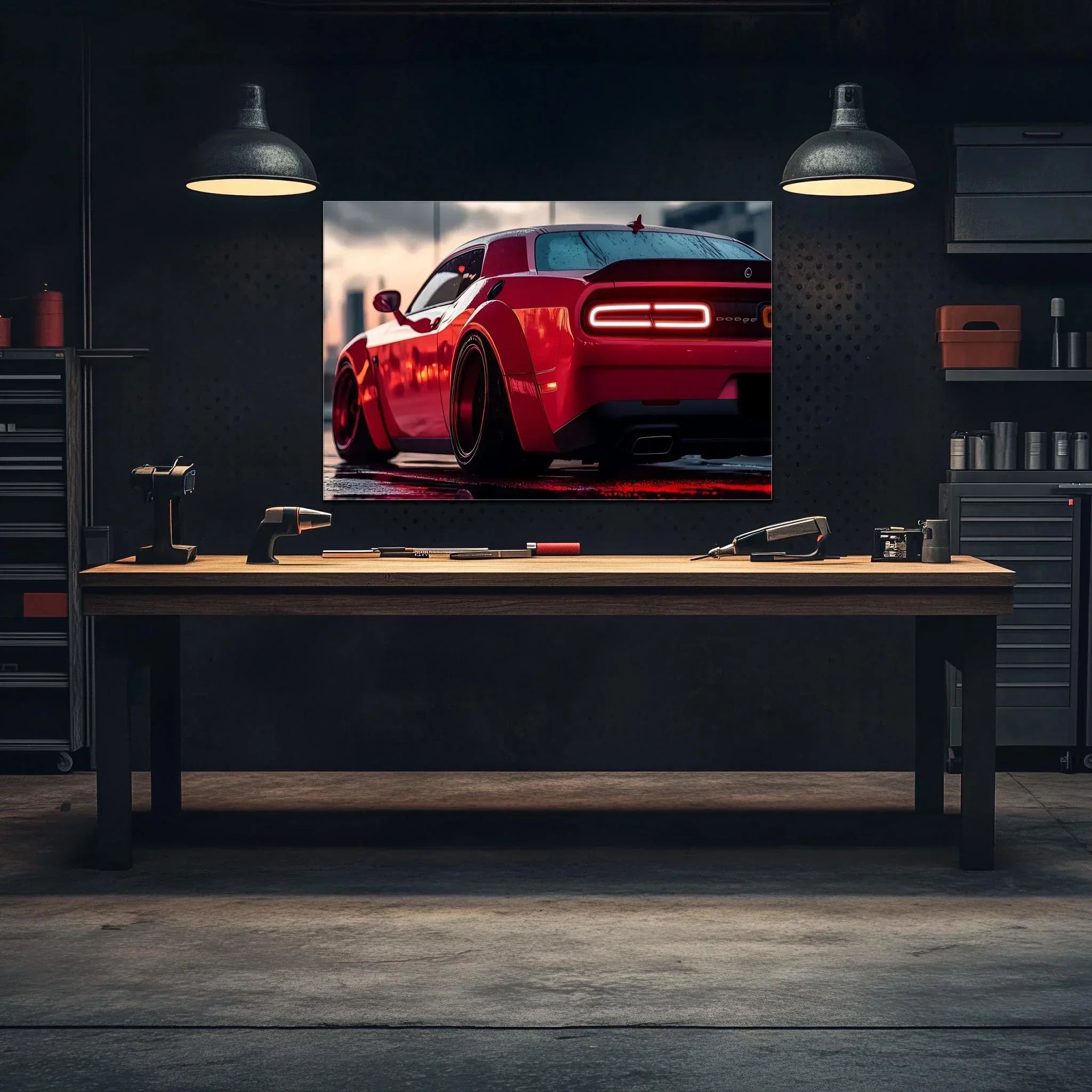 Muscle Car Neon Wall Art - UV Printed LED Plexiglass Sign for Garage, Man Cave & Racing Fans - Adjustable Light and Free Shipping Peony Atelier