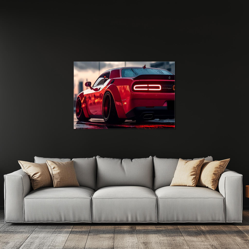 Muscle Car Neon Wall Art - UV Printed LED Plexiglass Sign for Garage, Man Cave & Racing Fans - Adjustable Light and Free Shipping Peony Atelier