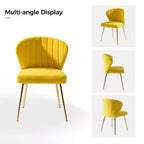 Mustard Yellow Velvet Upholstered Wingback Accent Side Chair w/ Gold Metal Legs