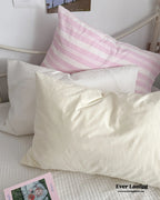 Muted Blush Cotton Pillowcase / Pink & Green Plaid Ever Lasting