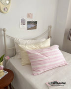 Muted Blush Cotton Pillowcase / Pink & Green Plaid Ever Lasting
