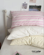 Muted Blush Cotton Pillowcase / Pink & Green Plaid Ever Lasting