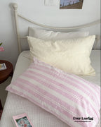 Muted Blush Cotton Pillowcase / Pink & Green Plaid Ever Lasting