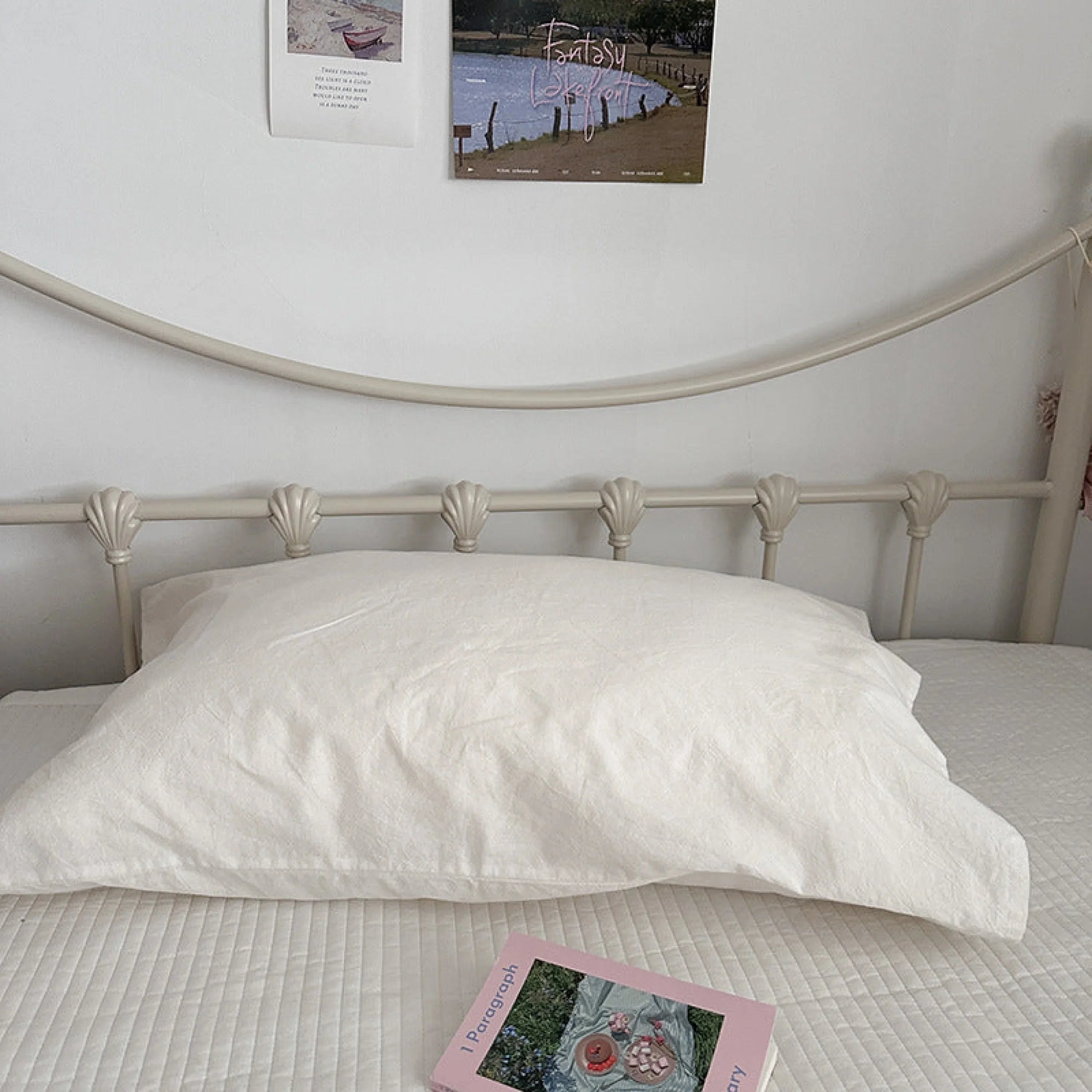 Muted Blush Cotton Pillowcase / Pink & Green Plaid Ever Lasting