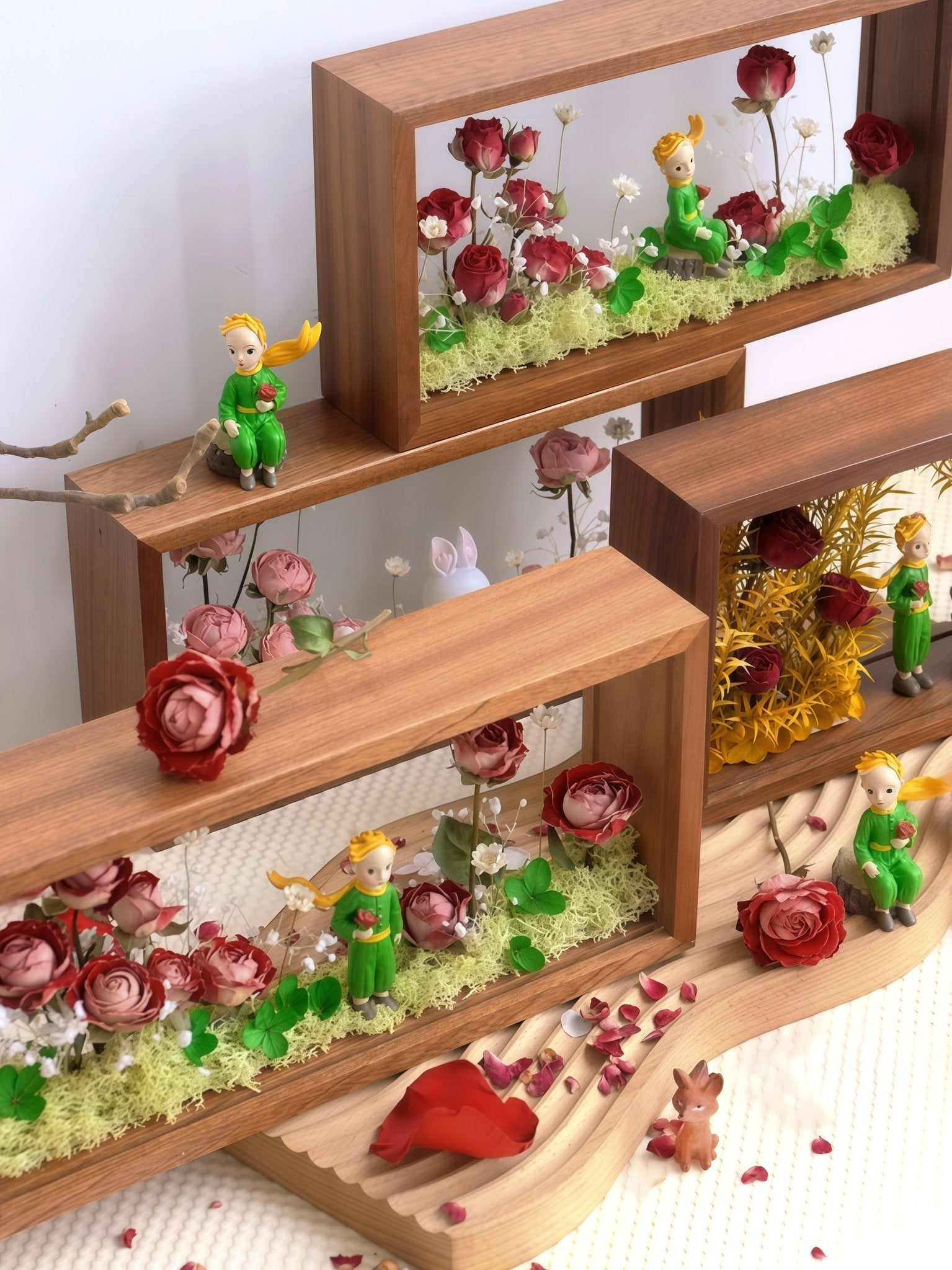 "My Unique Rose" - The Little Prince & Real Preserved Flower Shadow Box Art