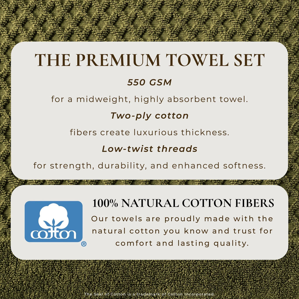 Cotton Diamond Waffle Weave Bath Towel Set - Grayson Collection