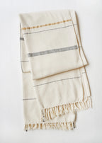 Soft beige cotton throw, hand-loomed texture, natural fibers - House of Avana