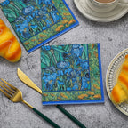 S/s/s/s, Beverage Napkins, Van "irises" | 6.5 X 6.5 Cocktail Napkins Folded, Disposable Party Napkins... - House Of Avana