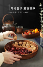 Natural Acacia Wood Dessert Plate, Separated Meal Plate, Household Fruit Plate, Snacks, Household Candy Wooden Bowl Tableware - House Of Avana