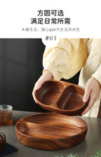 Natural Acacia Wood Dessert Plate, Separated Meal Plate, Household Fruit Plate, Snacks, Household Candy Wooden Bowl Tableware - House Of Avana