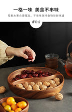 Natural Acacia Wood Dessert Plate, Separated Meal Plate, Household Fruit Plate, Snacks, Household Candy Wooden Bowl Tableware - House Of Avana