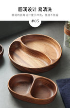 Natural Acacia Wood Dessert Plate, Separated Meal Plate, Household Fruit Plate, Snacks, Household Candy Wooden Bowl Tableware - House Of Avana