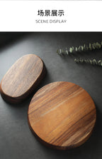 Natural Acacia Wood Dessert Plate, Separated Meal Plate, Household Fruit Plate, Snacks, Household Candy Wooden Bowl Tableware - House Of Avana