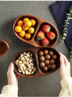 Natural Acacia Wood Dessert Plate, Separated Meal Plate, Household Fruit Plate, Snacks, Household Candy Wooden Bowl Tableware - House Of Avana