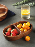 Natural Acacia Wood Dessert Plate, Separated Meal Plate, Household Fruit Plate, Snacks, Household Candy Wooden Bowl Tableware - House Of Avana
