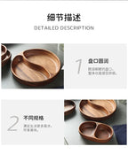 Natural Acacia Wood Dessert Plate, Separated Meal Plate, Household Fruit Plate, Snacks, Household Candy Wooden Bowl Tableware - House Of Avana