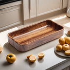 Natural Acacia Wood Dessert Plate, Separated Meal Plate, Household Fruit Plate, Snacks, Household Candy Wooden Bowl Tableware - House Of Avana