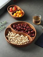 Natural Acacia Wood Dessert Plate, Separated Meal Plate, Household Fruit Plate, Snacks, Household Candy Wooden Bowl Tableware - House Of Avana