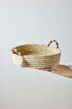 Natural Banded Betty Tray with Tassel Kanju Interiors