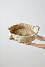 Natural Banded Betty Tray with Tassel Kanju Interiors