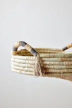 Natural Banded Betty Tray with Tassel Kanju Interiors